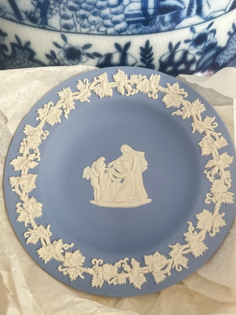 Wedgwood Blue Jasperware Plate with Embossed Backstamp New Old Stock